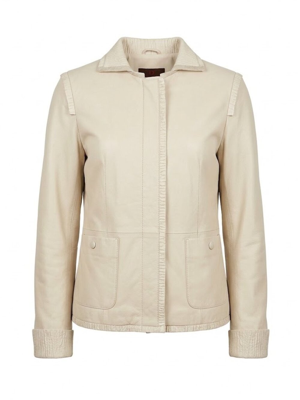 Danier Leather Jacket Womens XS Cream Off White Collared Full Zip Minimalist
